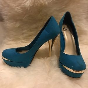 blue and gold heels